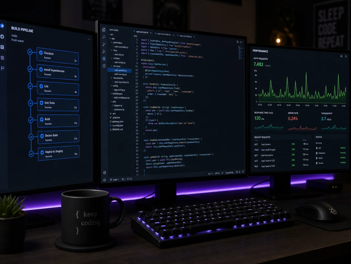 Traditional code editor with complex syntax
